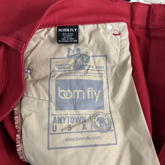 NWT Born Fly Men's 42x32 Red Zipper Pockets Cotton Stretch Straight Leg Jeans - Picture 7 of 8